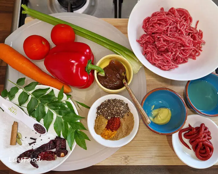 mulligatawny ingredients on a wooden board
