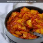 cubes of mango sambal in a small bowl